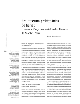 Arquitectura Prehispánica De Tierra: Conservación Y Uso Social En Las Huacas De Moche, Perú