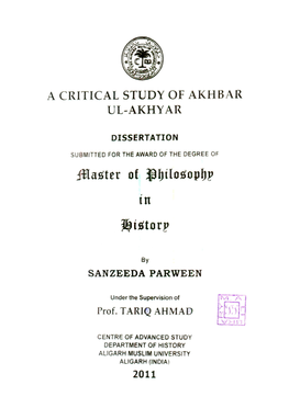 A Critical Study of Akhbar Ul-Akhyar