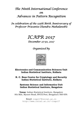 ICAPR 2017 December 27-30, 2017