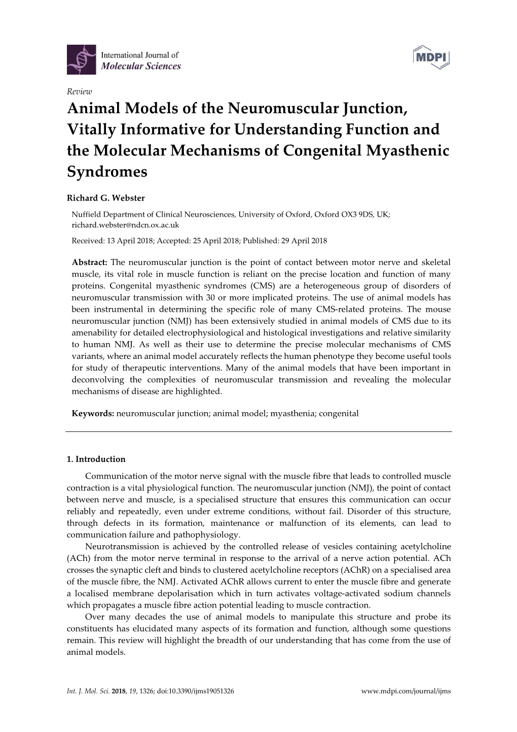 Animal Models of the Neuromuscular Junction, Vitally Informative for Understanding Function and the Molecular Mechanisms of Congenital Myasthenic Syndromes