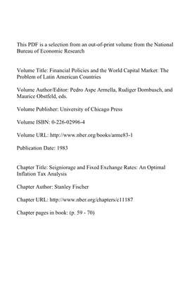 Seigniorage and Fixed Exchange Rates: an Optimal Inflation Tax Analysis