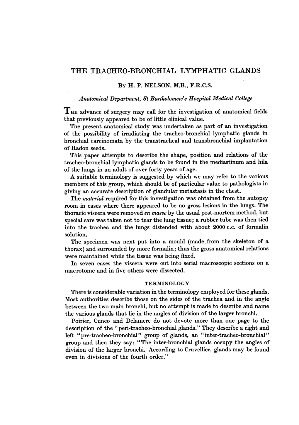 THE TRACHEO-BRONCHIAL LYMPHATIC GLANDS by H