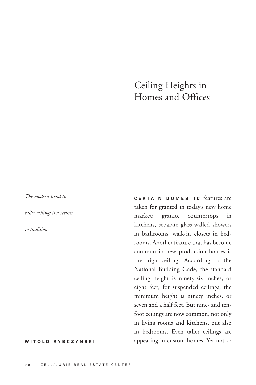 Ceiling Heights in Homes and Offices