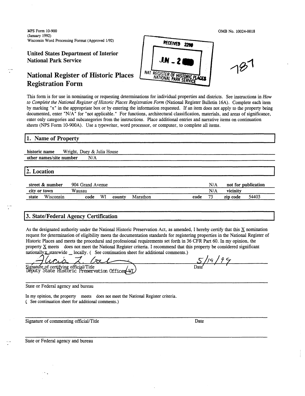 **-*• National Register of Historic Places Registration Form