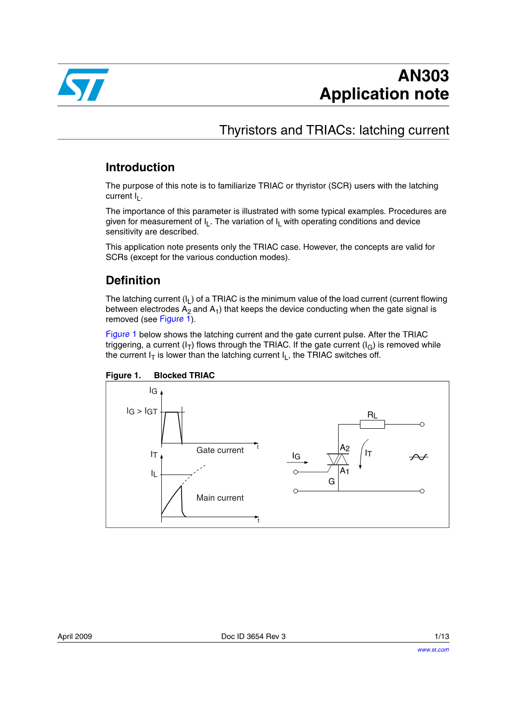 AN303 Thyristors and Triacs: Latching Current
