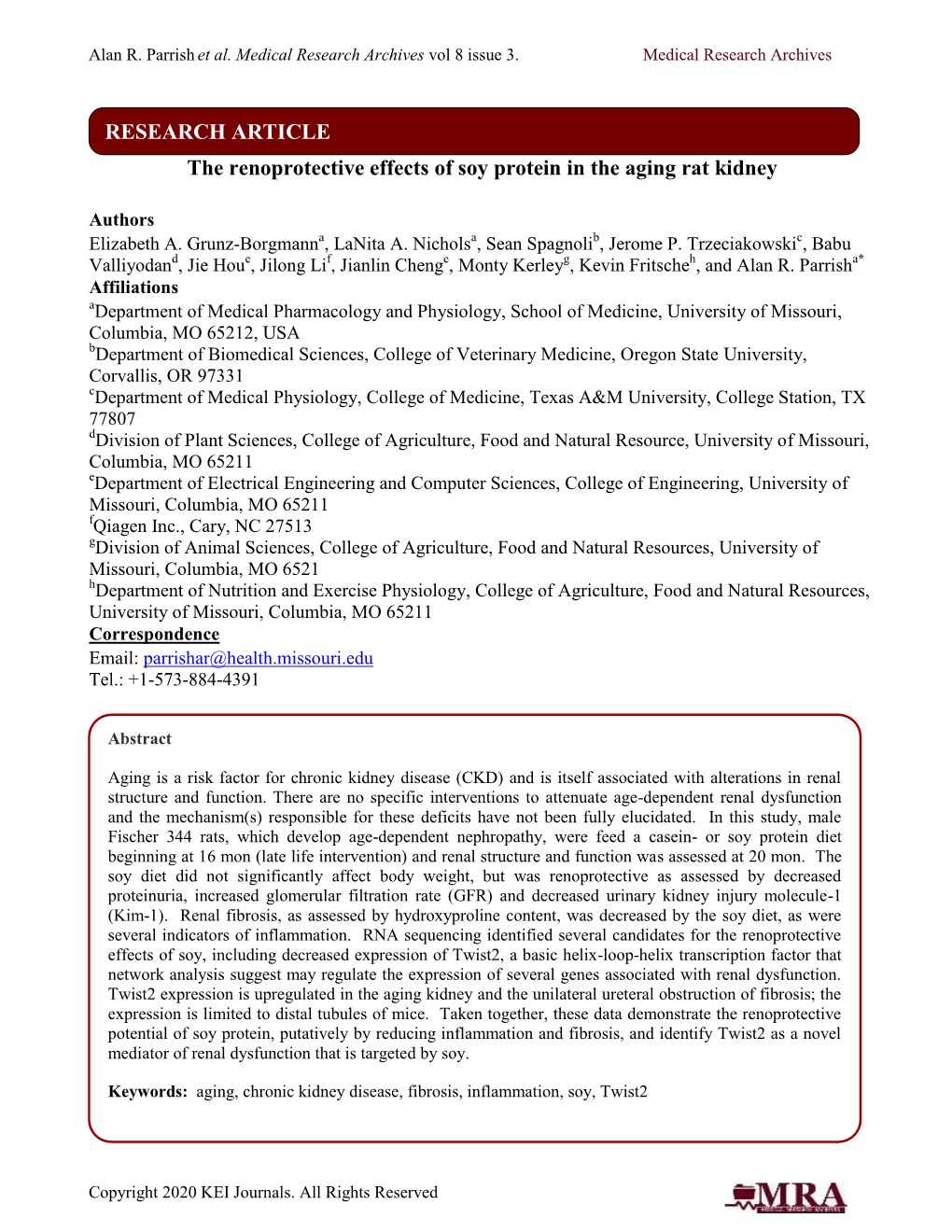 The Renoprotective Effects of Soy Protein in the Aging Rat Kidney