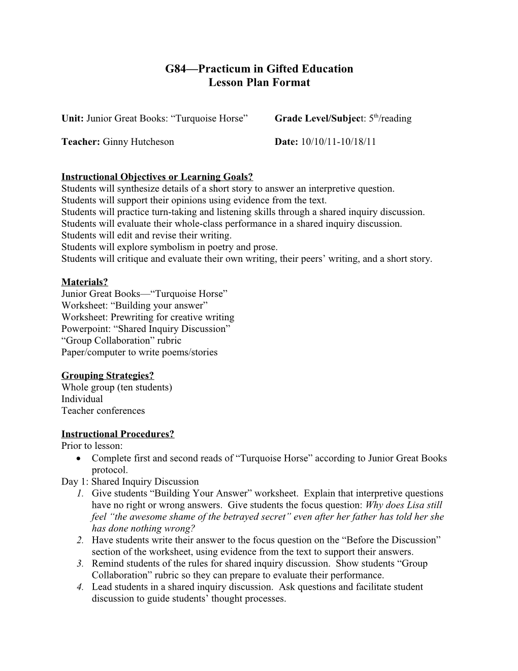 Lesson Plan Format s7