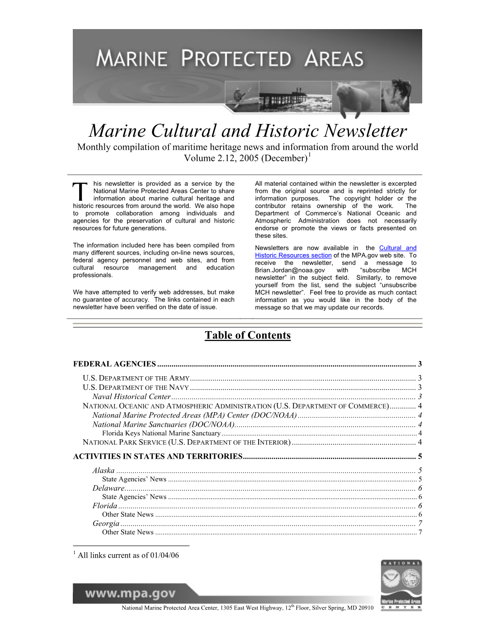Marine Cultural and Historic Newsletter Vol 2(12): December