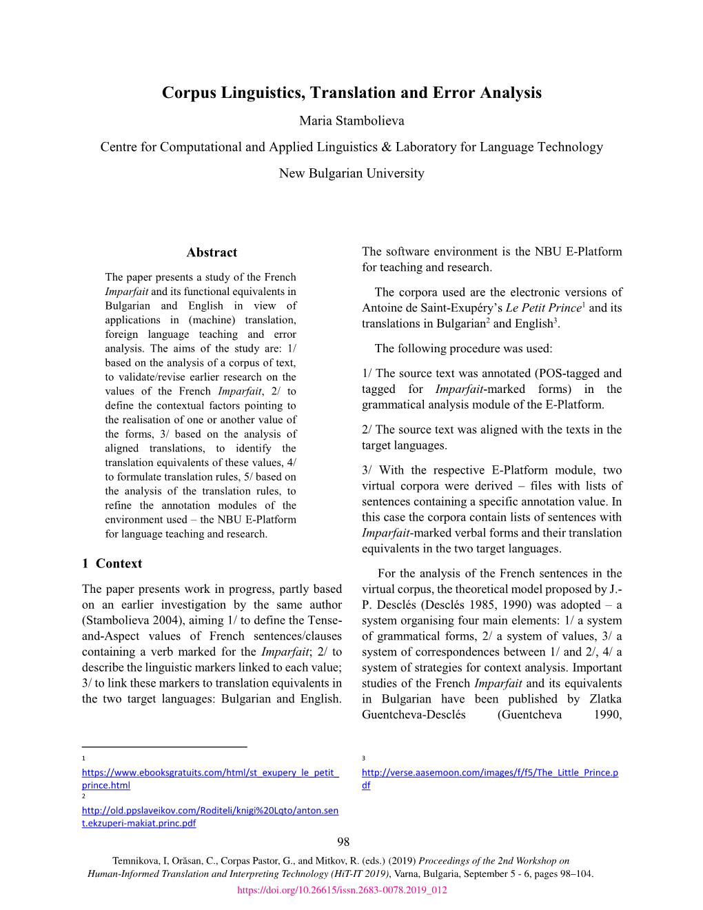 Corpus Linguistics, Translation and Error Analysis