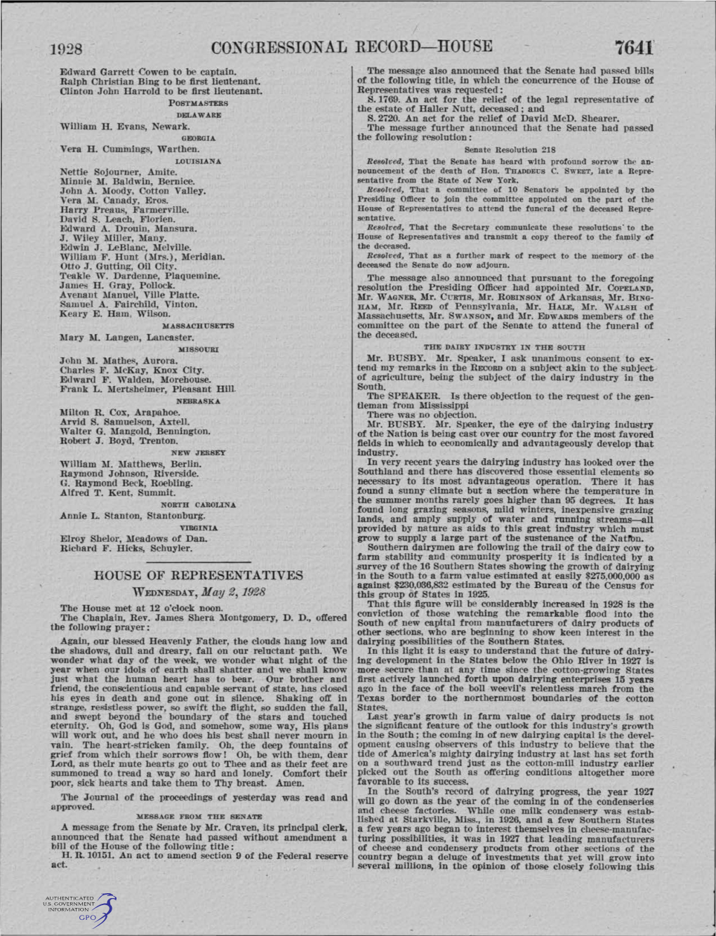 CONGRESSIONAL RECORD-HOUSE 764-I Edward Garrett Cowen to Be Captain