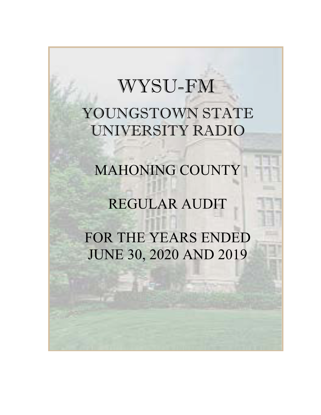 WYSU's Annual Financial Report