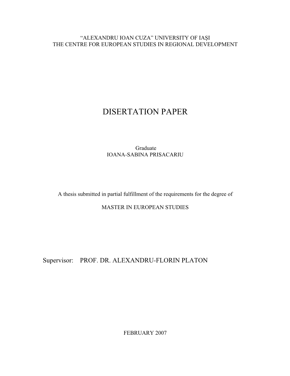 Disertation Paper