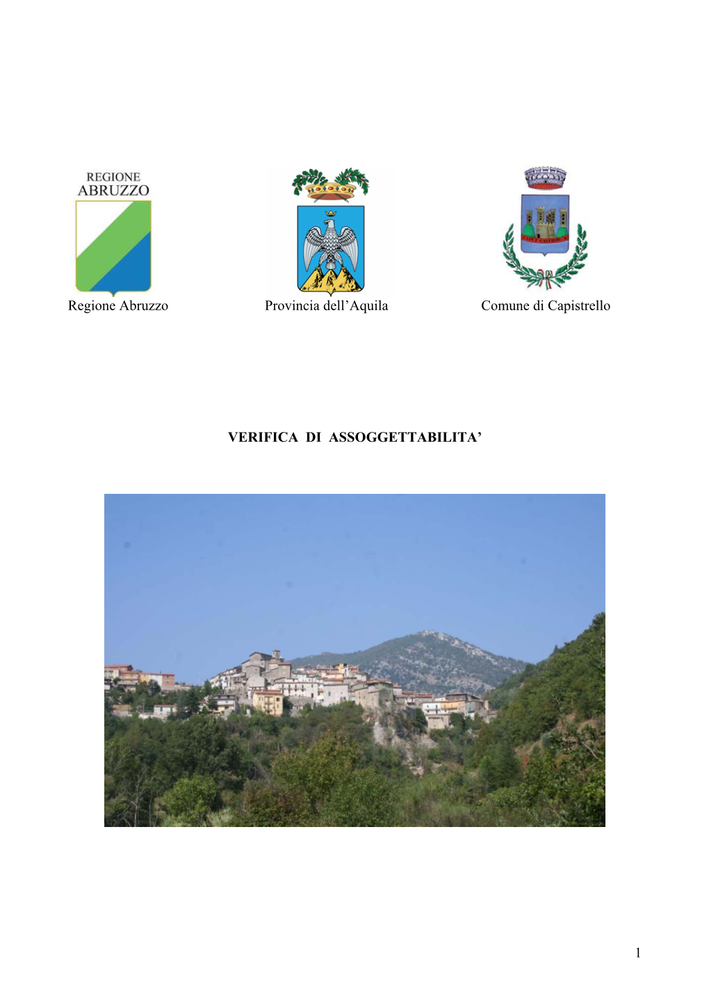 1 Regione Abruzzo Provincia Dell'aquila Comune Di Capistrello