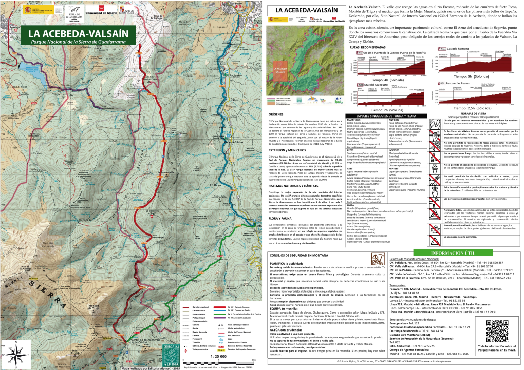 Mapa De Rutas Recomendadas La Acebeda-Valsaín