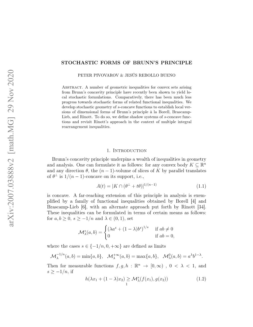 Arxiv:2007.03888V2 [Math.MG] 29 Nov 2020 N Nlss N a Omlt Ta Olw:Frayconvex Any for Follows: As It Formulate Can One Analysis