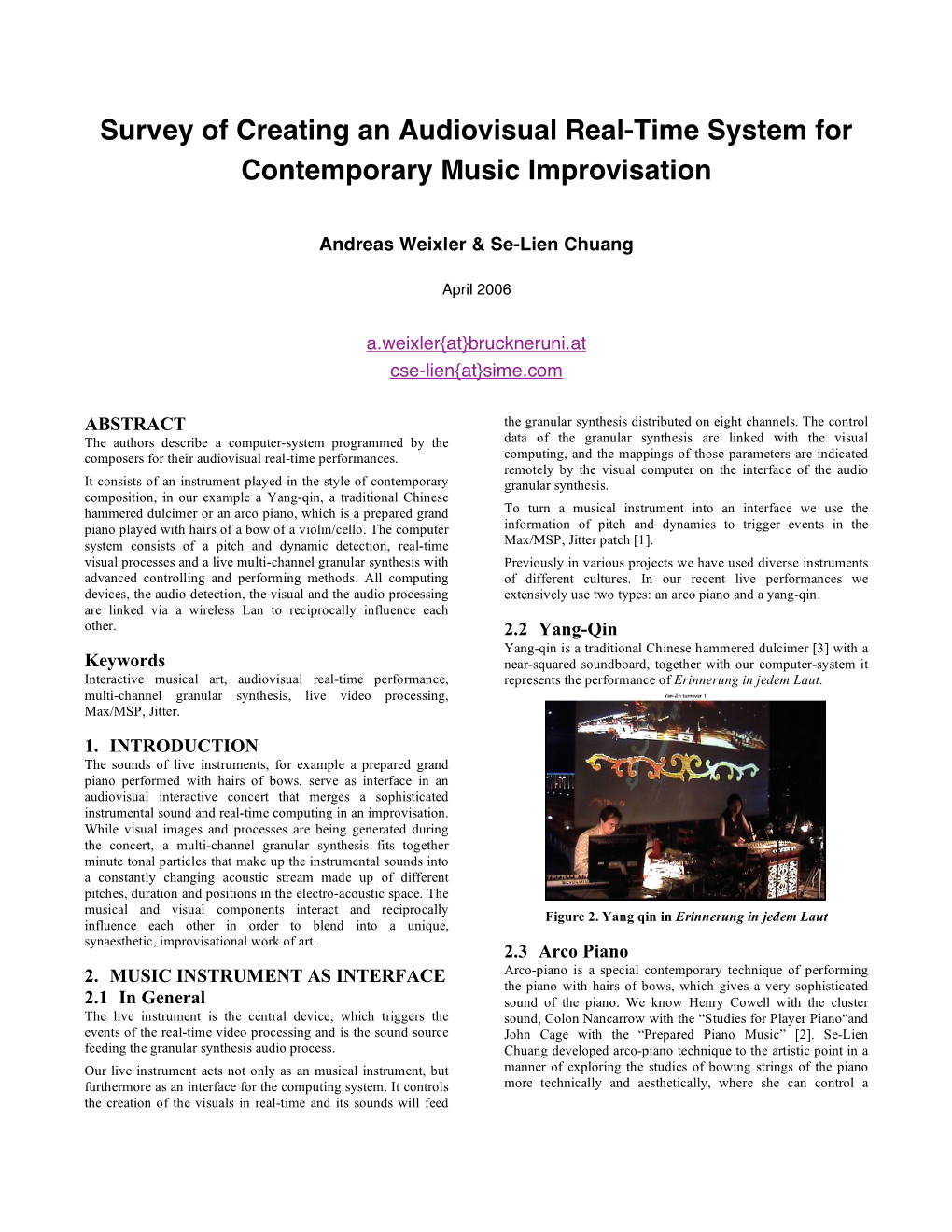 Survey of Creating an Audiovisual Real-Time System for Contemporary Music Improvisation