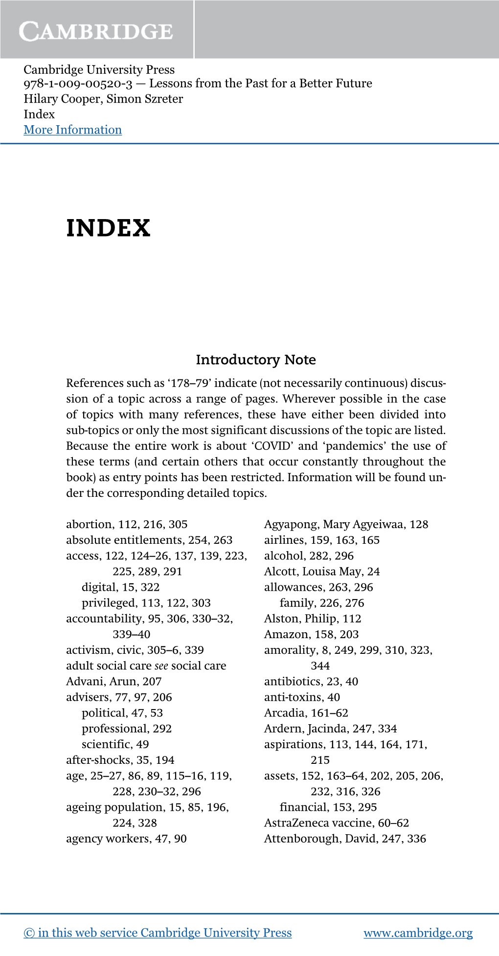 Introductory Note References Such As ‘178–79’ Indicate (Not Necessarily Continuous) Discus- Sion of a Topic Across a Range of Pages