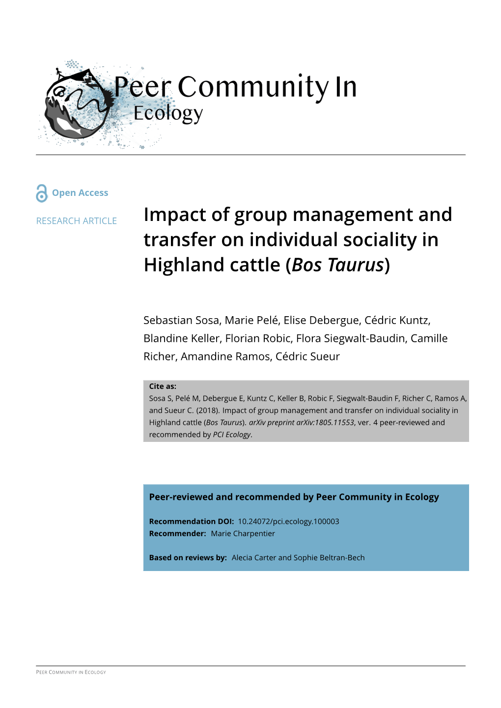 Impact of Group Management and Transfer on Individual Sociality in Highland Cattle (Bos Taurus)