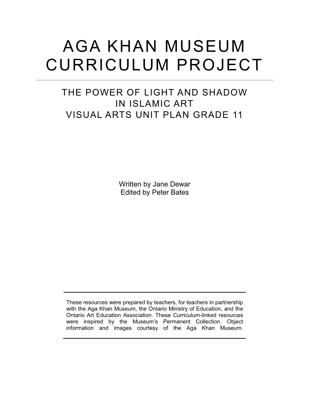 Aga Khan Museum Curriculum Project