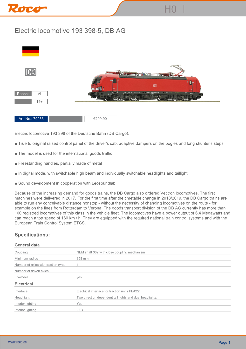 Electric Locomotive 193 398-5, DB AG