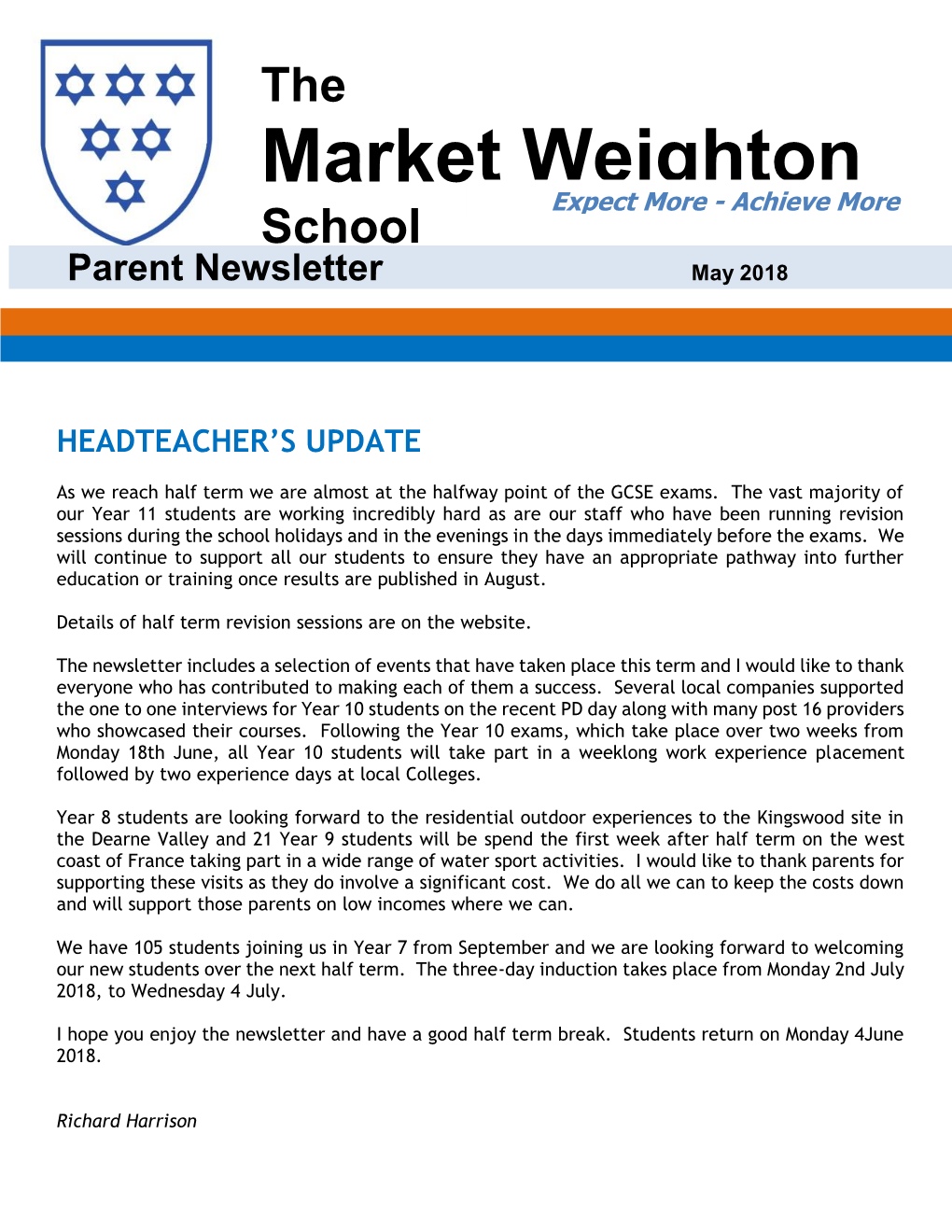 Parent Newsletter May 2018