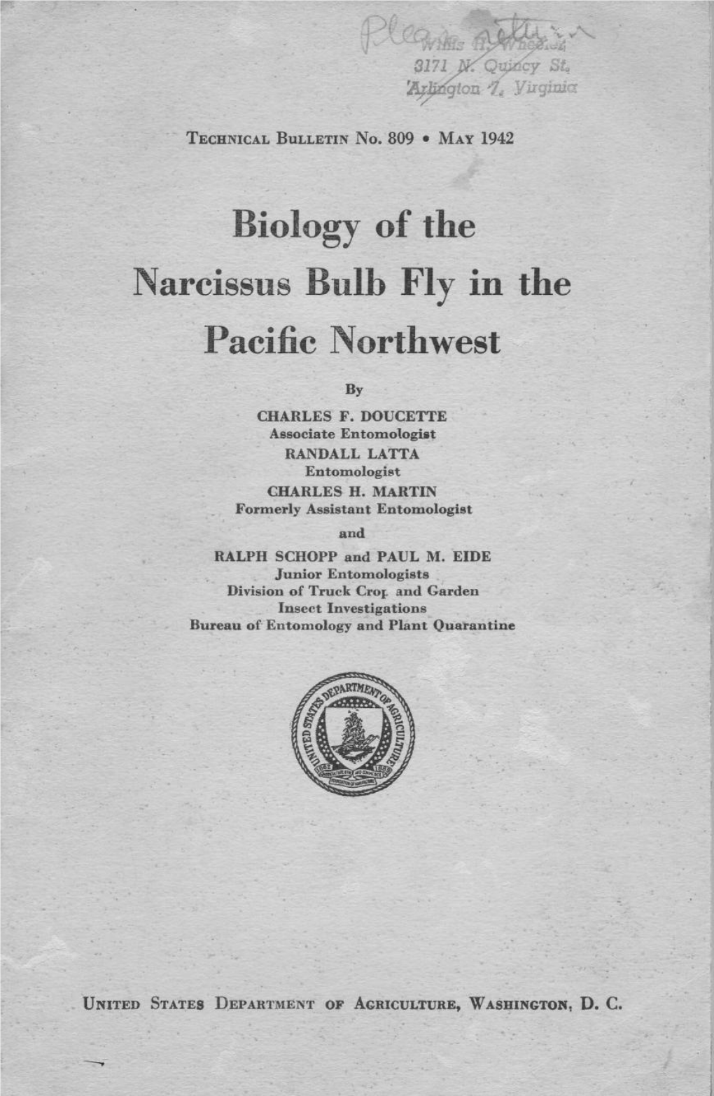 Biology of the Narcissus Bulb Fly in the Pacific Northwest