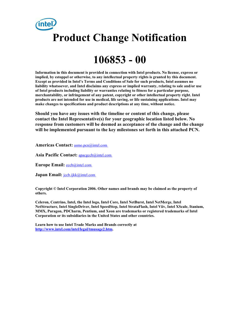 Product Change Notification 106853