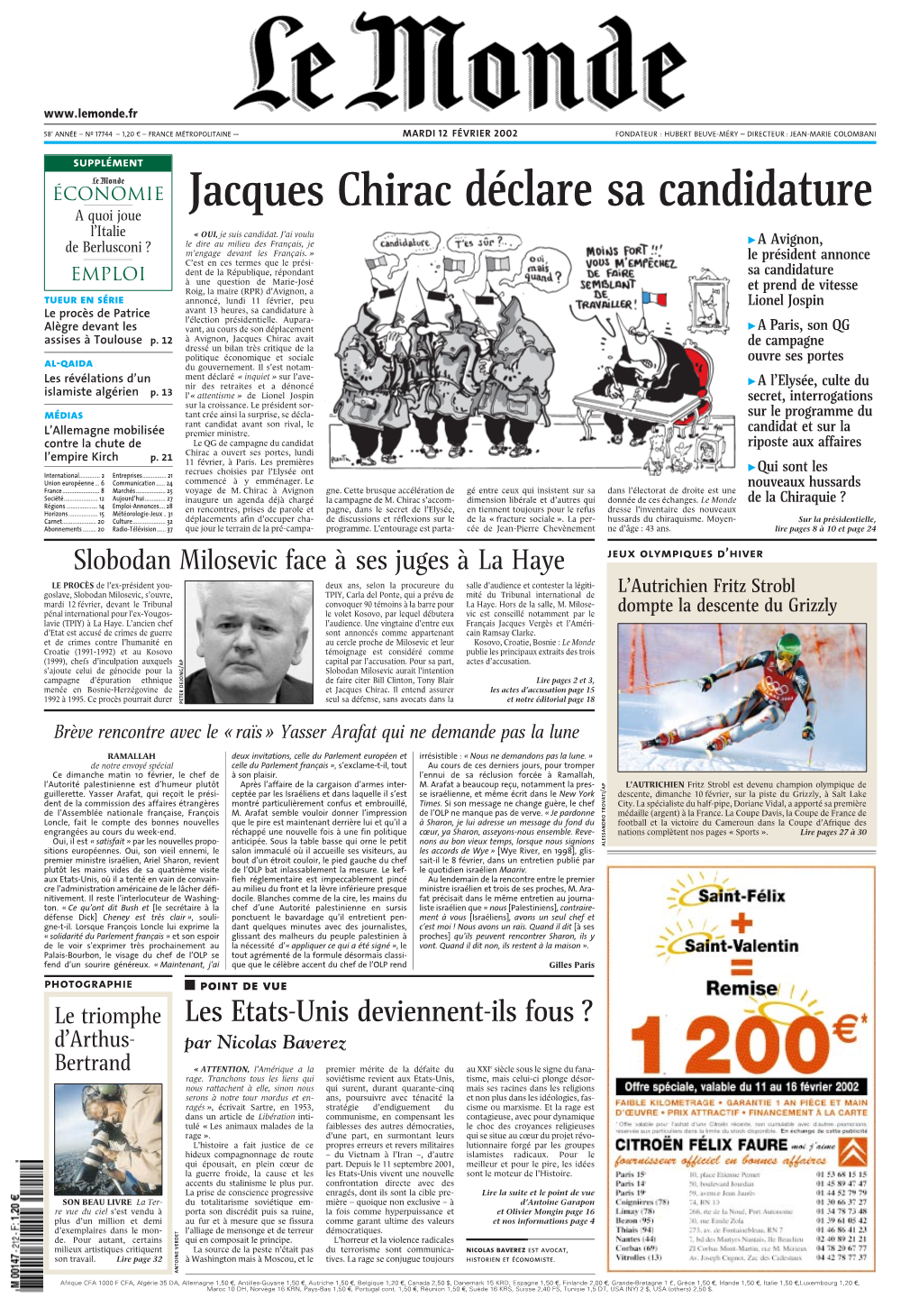 LE MONDE/PAGES&lt;UNE&gt;