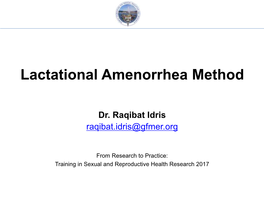 Lactational Amenorrhea Method