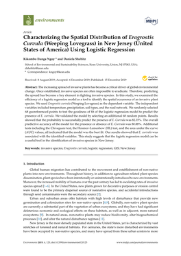 Characterizing the Spatial Distribution of Eragrostis Curvula (Weeping Lovegrass) in New Jersey (United States of America) Using Logistic Regression