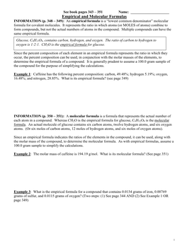 Empirical and Molecular Formulas INFORMATION (P