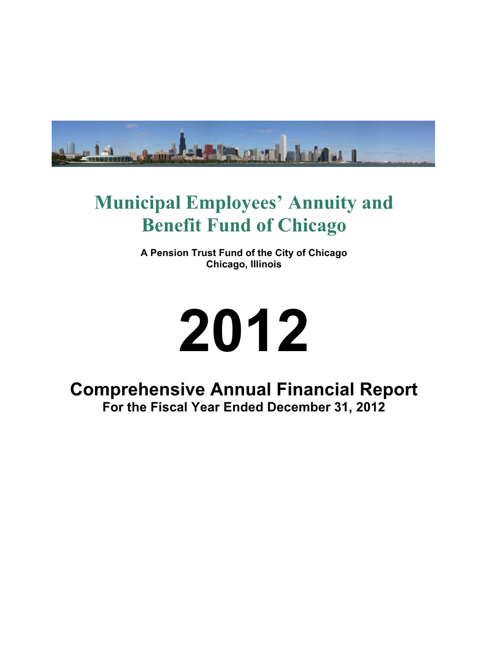 2012 Comprehensive Annual Financial Report for the Fiscal Year Ended December 31, 2012