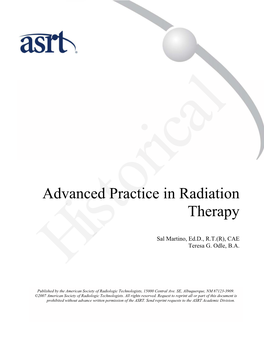 Advanced Practice in Radiation Therapy