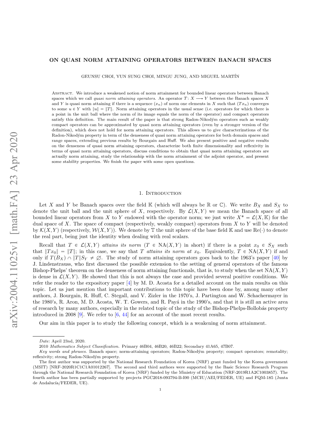 On Quasi Norm Attaining Operators Between Banach Spaces