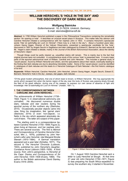 William Herschel's 'Hole in the Sky' and the Discovery Of