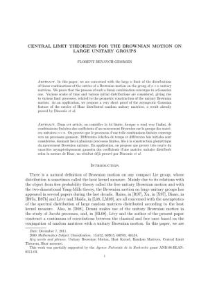 Central Limit Theorems for the Brownian Motion on Large Unitary Groups