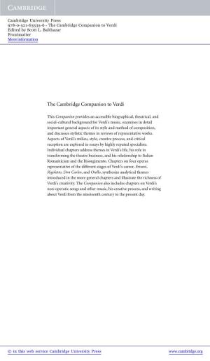 The Cambridge Companion to Verdi Edited by Scott L