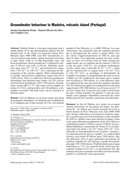 Groundwater Behaviour in Madeira, Volcanic Island (Portugal)
