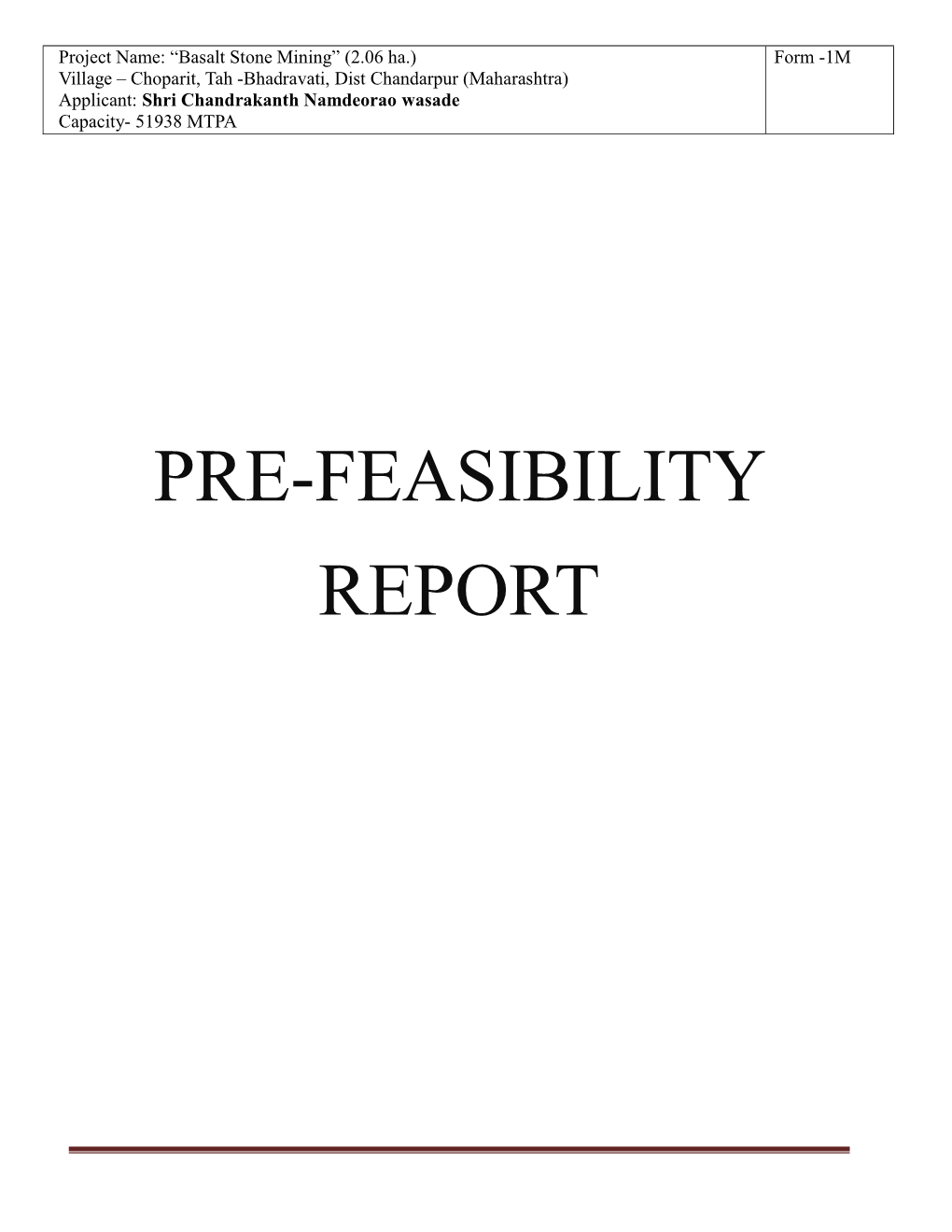 Pre-Feasibility Report