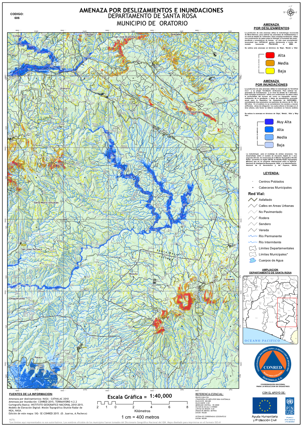 Amenaza Por Deslizamientos E Inundaciones Departamento De Santa Rosa Municipio De Oratorio