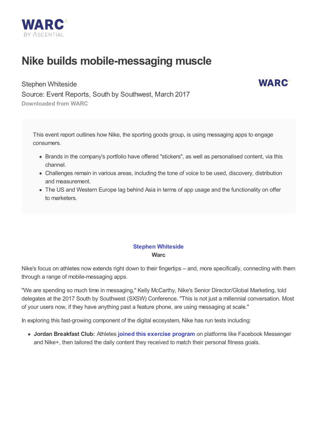 Nike Builds Mobile-Messaging Muscle