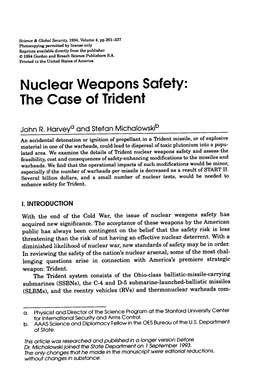 Nuclear Weapons Safety: the Case of Trident