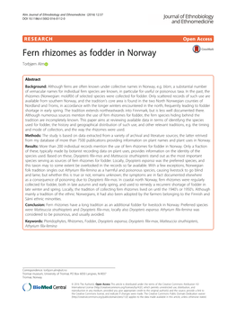 Fern Rhizomes As Fodder in Norway Torbjørn Alm
