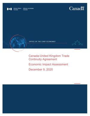 Canada-United Kingdom Trade Continuity Agreement Economic Impact Assessment December 9, 2020