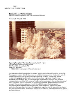 Destruction and Transformation Vernacular Photography and the Built Environment