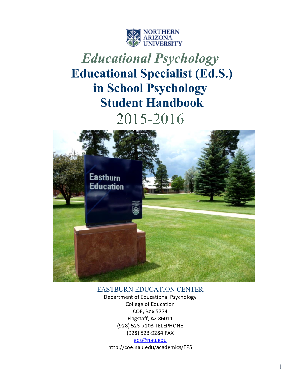 Educational Specialist (Ed.S.) in School Psychology Student Handbook