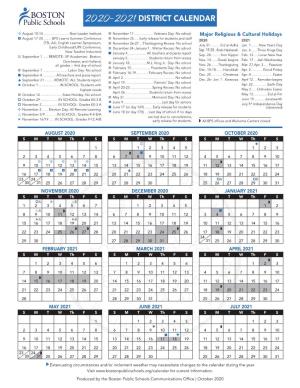 2020–2021District Calendar