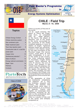CHILE : Field Trip March, 9 - 14, 2009