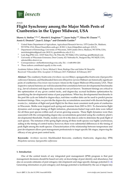 Flight Synchrony Among the Major Moth Pests of Cranberries in the Upper Midwest, USA