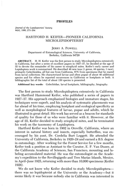 Profiles Hartford H. Keifer-Pioneer California